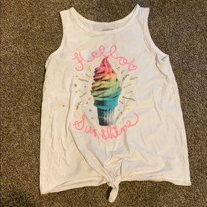 A white shirt. With a design on the front.